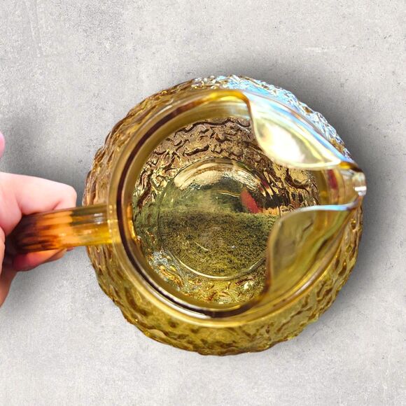 Vintage Anchor Hocking Lido Milano Amber Crinkle Pitcher 4 Tumblers Mid-Century - Picture 11 of 16